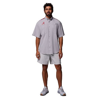 Men's Columbia Gray Alabama Crimson Tide Tamiami Colorblock Omni-Shade Button-Down Shirt
