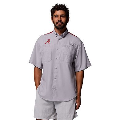 Men's Columbia Gray Alabama Crimson Tide Tamiami Colorblock Omni-Shade Button-Down Shirt