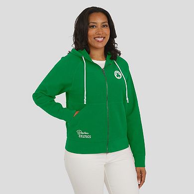 Women's WEAR by Erin Andrews Green Boston Celtics Vintage Full-Zip Raglan Hoodie