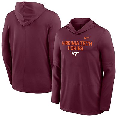 Men's Nike Maroon Virginia Tech Hokies 2025 Sideline Dri-FIT Long Sleeve Hoodie T-Shirt