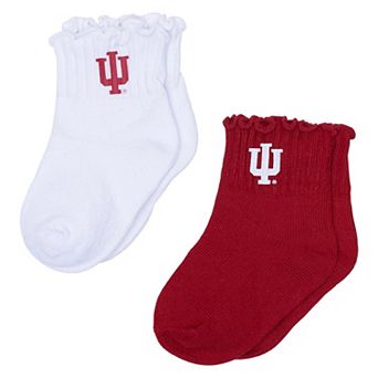 Infant ZooZatz Crimson/White Indiana Hoosiers Two-Pack Lettuce Hem Tri-Blend Socks