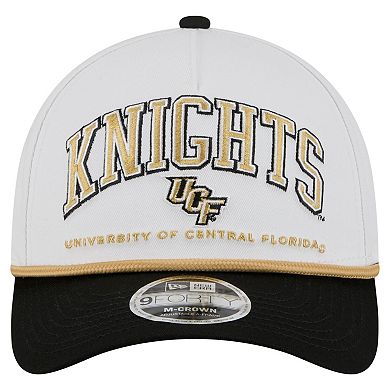 Men's New Era White/Black UCF Knights Arch Two-Tone Rope 9FORTY A-Frame M-Crown Adjustable Hat