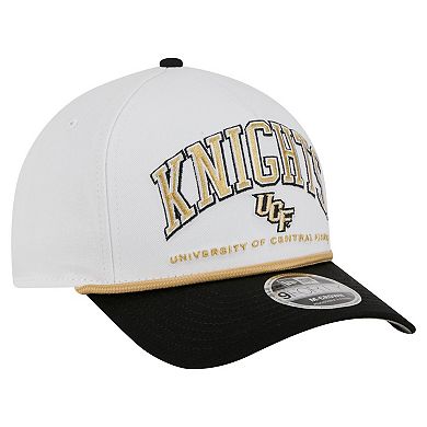 Men's New Era White/Black UCF Knights Arch Two-Tone Rope 9FORTY A-Frame M-Crown Adjustable Hat