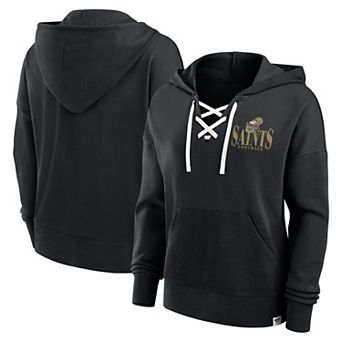 Women's Fanatics Black New Orleans Saints Blitz Left Lace-Up Pullover Hoodie