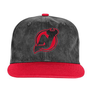 Youth Outerstuff Black/Red New Jersey Devils True Retro Deadstock Adjustable Hat