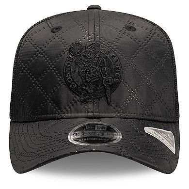 Men's New Era Black Boston Celtics Quilted Nylon 9SEVENTY Trucker Adjustable Hat