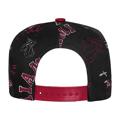 Youth Outerstuff Black Miami Heat Street Hooper Allover Print Snapback Hat