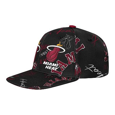 Youth Outerstuff Black Miami Heat Street Hooper Allover Print Snapback Hat