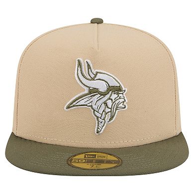 Men's New Era Light Beige/Olive Minnesota Vikings Color Pack A-Frame 59FIFTY Fitted Hat