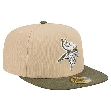 Men's New Era Light Beige/Olive Minnesota Vikings Color Pack A-Frame 59FIFTY Fitted Hat