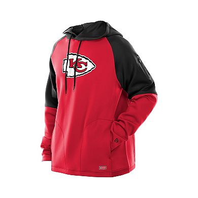 Men's New Era Red Kansas City Chiefs Combine Authentic Color Block Raglan Pullover Hoodie