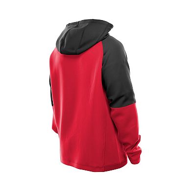 Men's New Era Red Kansas City Chiefs Combine Authentic Color Block Raglan Pullover Hoodie