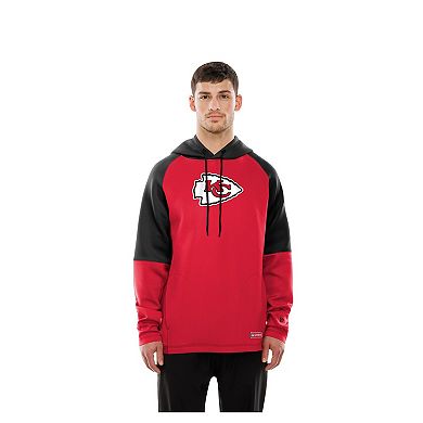 Men's New Era Red Kansas City Chiefs Combine Authentic Color Block Raglan Pullover Hoodie
