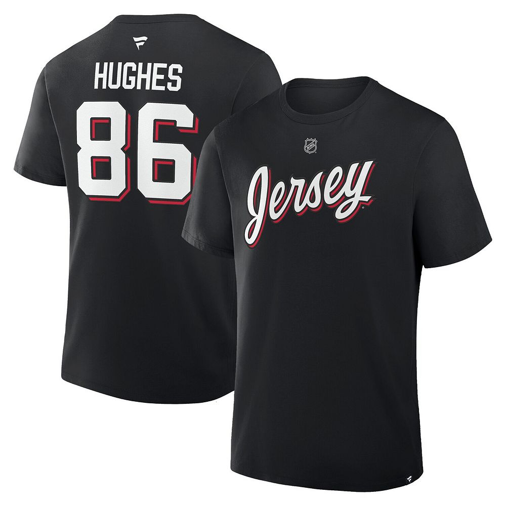 Men's Fanatics Jack Hughes Black New Jersey Devils Authentic Stack