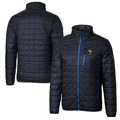 Men's Cutter & Buck Navy West Virginia Mountaineers Alumni Logo Rainier PrimaLoft Eco Insulated Full-Zip Puffer Vest