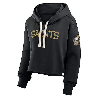 Women's Fanatics Black New Orleans Saints Oversized Hometown Heritage Cropped Hoodie