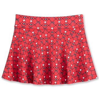 Girls Youth ZooZatz Red Georgia Bulldogs All-Over Print Bow Team Logo Skort