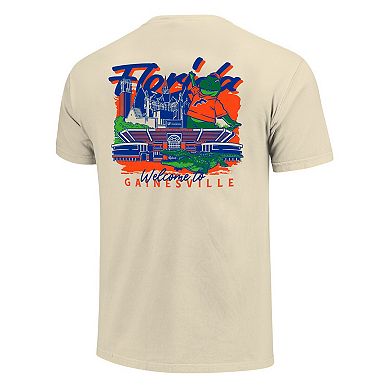 Men's Image One Natural Florida Gators Comfort Colors Hand-Drawn Campus Stack T-Shirt