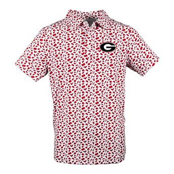 Youth Garb Red Georgia Bulldogs Tom Allover Print Performance Polo
