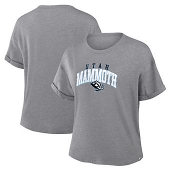 Women's Fanatics Heather Gray Utah Mammoth Tribute Tri-Blend Boxy T-Shirt