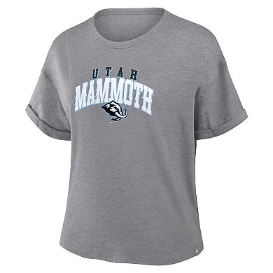 Women's Fanatics Heather Gray Utah Mammoth Tribute Tri-Blend Boxy T-Shirt