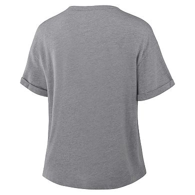 Women's Fanatics Heather Gray Utah Mammoth Tribute Tri-Blend Boxy T-Shirt