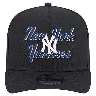 Men's New Era Black New York Yankees Chainstitch 9FIFTY A-Frame Snapback Hat