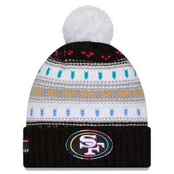 Women's New Era Black San Francisco 49ers 2025 NFL Crucial Catch Cuffed Knit Hat with Pom