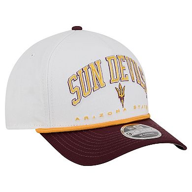 Men's New Era White/Maroon Arizona State Sun Devils Arch Two-Tone Rope 9FORTY A-Frame M-Crown Adjustable Hat