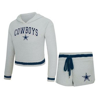 Women's Concepts Sport Gray Dallas Cowboys Whitley Long Sleeve Hoodie Top & Shorts Set