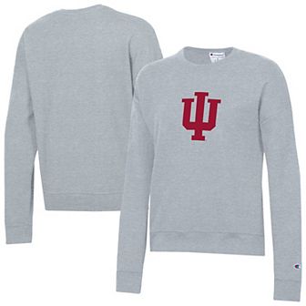 Women's Champion Heather Gray Indiana Hoosiers Powerblend Pullover Sweatshirt