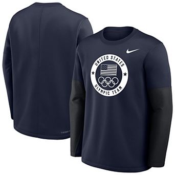 Men's Nike Navy Team USA Coaches Therma-FIT Long Sleeve T-Shirt