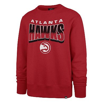 Unisex '47 Red Atlanta Hawks Brush By Headline Crewneck Sweatshirt