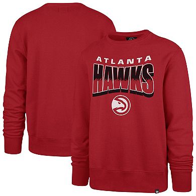 Unisex '47 Red Atlanta Hawks Brush By Headline Crewneck Sweatshirt