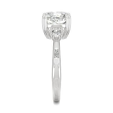 Charles & Colvard 10k White Gold Lab-Created Moissanite Cushion 3-Stone Engagement Ring