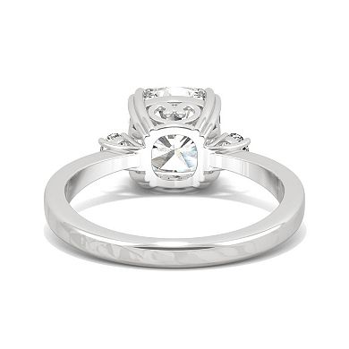 Charles & Colvard 10k White Gold Lab-Created Moissanite Cushion 3-Stone Engagement Ring