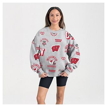 Women's Gameday Couture Gray Wisconsin Badgers Always on Repeat Fleece Sweatshirt