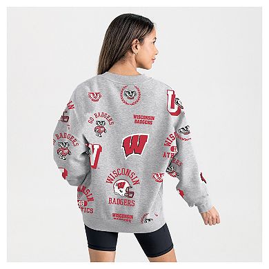 Women's Gameday Couture Gray Wisconsin Badgers Always on Repeat Fleece Sweatshirt