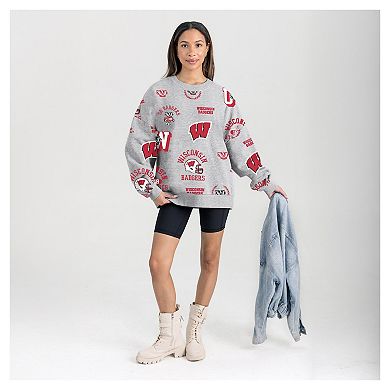 Women's Gameday Couture Gray Wisconsin Badgers Always on Repeat Fleece Sweatshirt