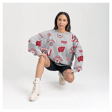 Women's Gameday Couture Gray Wisconsin Badgers Always on Repeat Fleece Sweatshirt