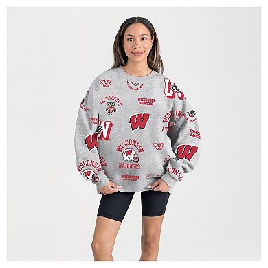 Women's Gameday Couture Gray Wisconsin Badgers Always on Repeat Fleece Sweatshirt