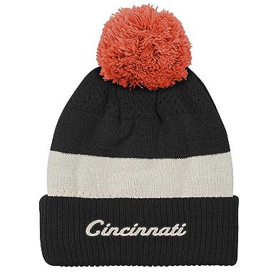 Youth Outerstuff Black Cincinnati Bengals Modern Fan Cuffed Knit Hat with Pom