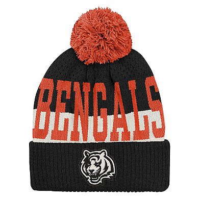 Youth Outerstuff Black Cincinnati Bengals Modern Fan Cuffed Knit Hat with Pom
