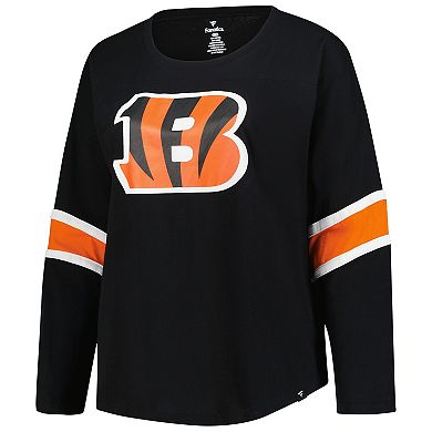 Women's Fanatics Black Cincinnati Bengals Plus Size Redzone 3/4-Sleeve Scoop Neck T-Shirt