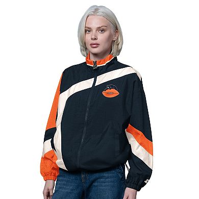 Women's Starter Navy/Orange Chicago Bears Vintage 1st Quarter Full-Zip Windbreaker