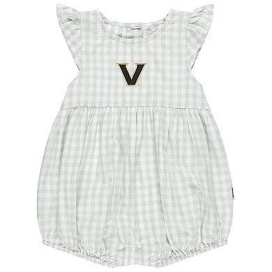 Girl's Infant Garb Gray Vanderbilt Commodores Cara Gingham Ruffled Bodysuit