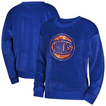 Youth Girls Outerstuff Blue New York Knicks Step Back Crewneck Sweatshirt