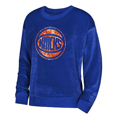 Youth Girls Outerstuff Blue New York Knicks Step Back Crewneck Sweatshirt