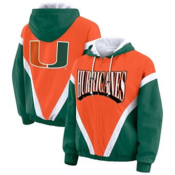 Women's WEAR by Erin Andrews Orange/Green Miami Hurricanes Colorblock Full-Zip Hoodie Windbreaker Jacket