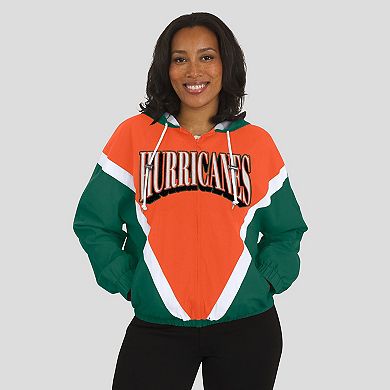 Women's WEAR by Erin Andrews Orange/Green Miami Hurricanes Colorblock Full-Zip Hoodie Windbreaker Jacket